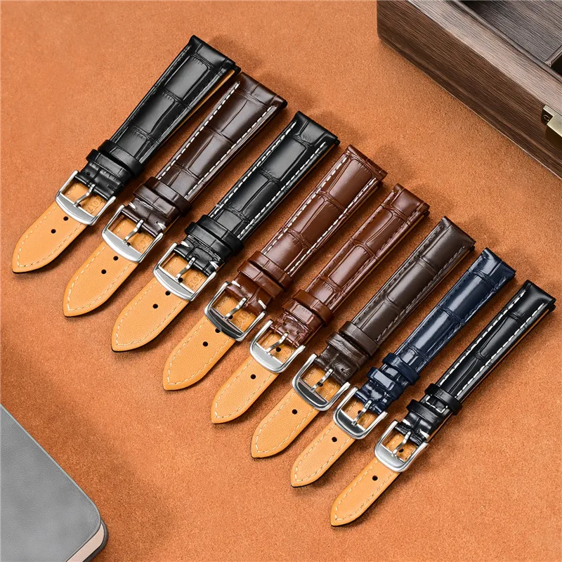 Premium Genuine Leather Watch Strap - Quality Cowhide for Universal Replacement, Men & Women