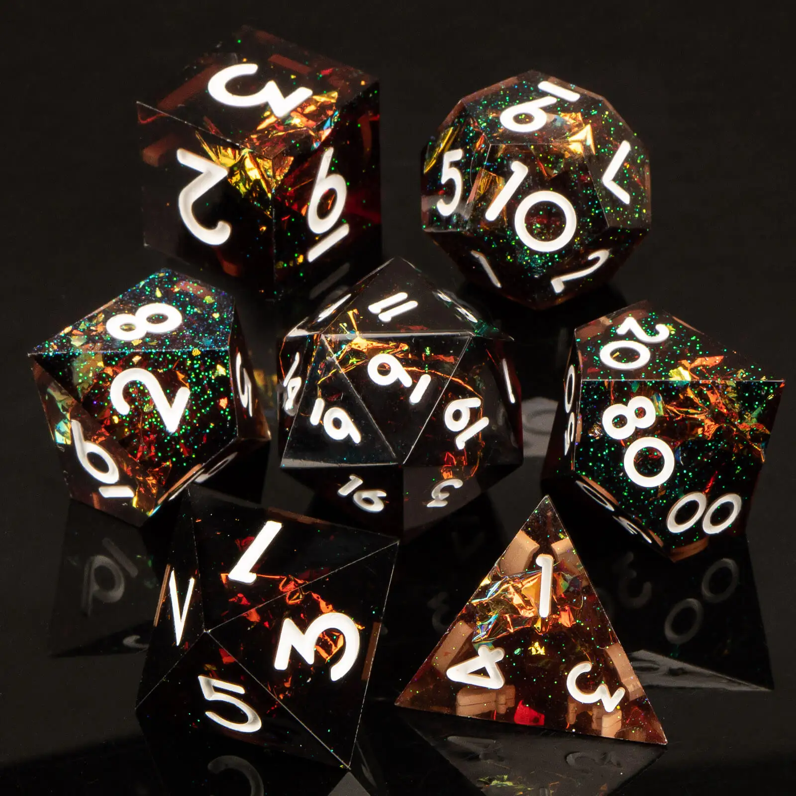 수지 샤프 에지 주사위 세트 DND, 수제 D 및 D 던전 및 드래곤 주사위, RPG 롤 플레잉 게임 D&D 주사위 D20 D12 D10 D8 D6 D4