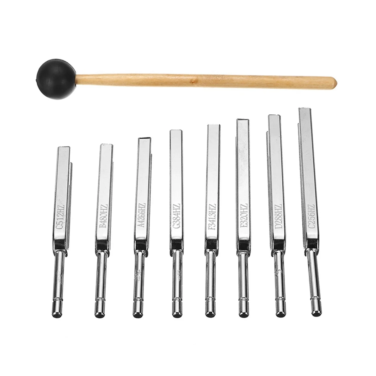 

8 Pack 256-512HZ Steel Tuning Fork Set Mallet Vibration Therapy Tools