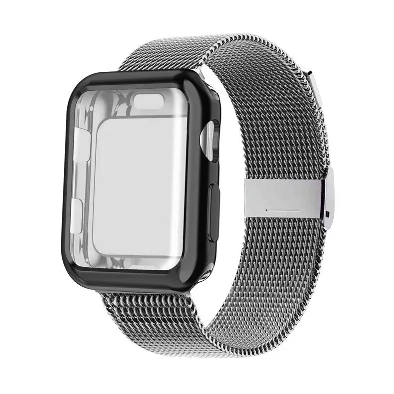 Case+Strap For Apple Watch band 45mm 41mm Mlianese Loop 42mm 38mm 44mm 40mm correa pulseira bracelet iwatch series 5 4 3 SE 6 7