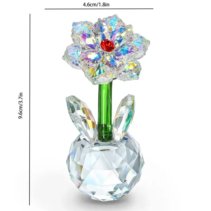 1 pc crystal Sunflower statue, glass floral decoration, romantic Valentine's Day wedding gift, decorative Suncatcher collection