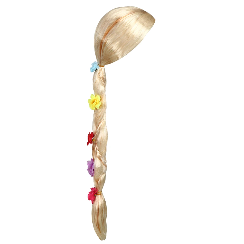 Children Princess Cosplay Wig Christmas Gift Elsa Anna Girls Snow White Tangled Hair Braid Wigs Aurora Rapunzel Belle Accessorie 4
