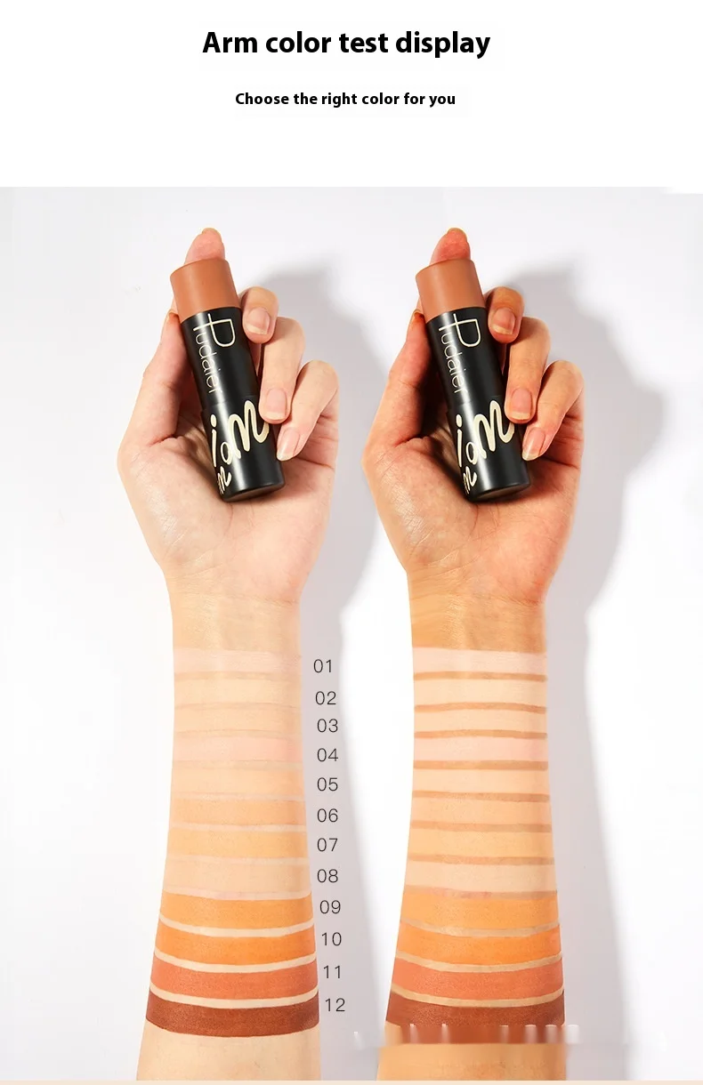 Popular Pudaier Foundation Make-up With Makeup Color Display 12 Colors Light Thin Breathable Matte Foundation Make-up Stick_voghion.com