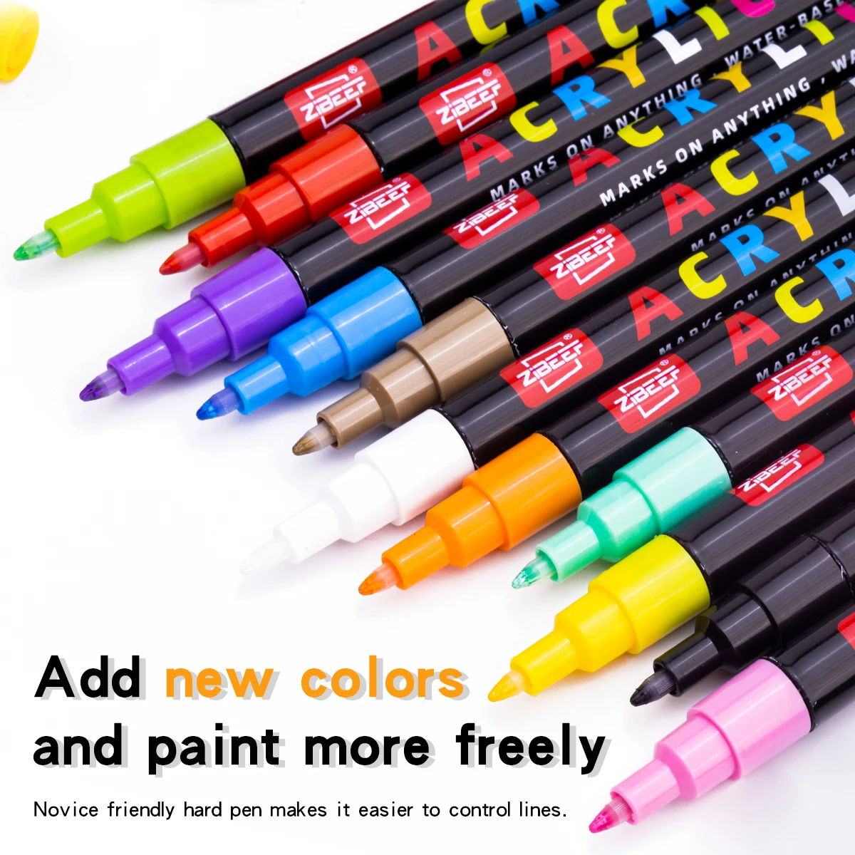 36/60/84/120-Color Acrylic Paint Marker Pen Sets - Ideal for Artists. Use on Rock Painting, Glass, Ceramic, Fabric, DIY Cards. 3