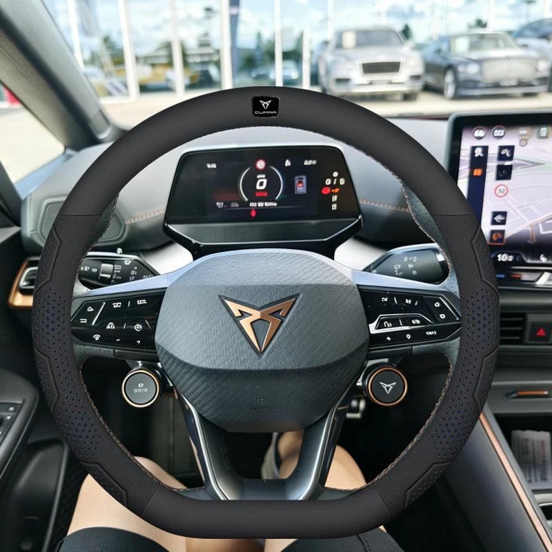 Car Breathable Anti-Slip Suede Leather Steering Wheel Cover For Cupra Formentor Terramar Tavascan Ateca Born Leon ST IBIZA Raval