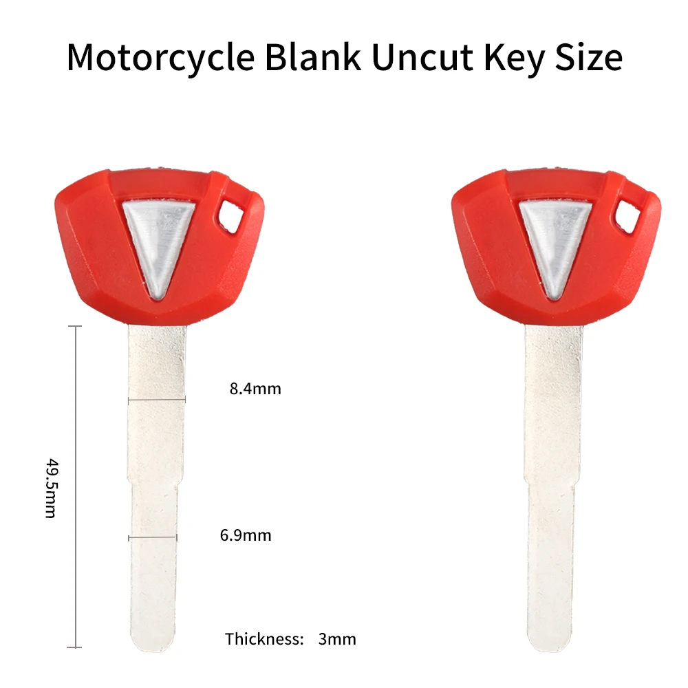 Motorcycle Keys Motorcycle Key Accessories Blank Uncut Keys Length 49.5mm for Kawasaki Motorbike Spare Part Replacement