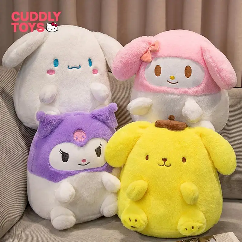 Sanrio Plushies Kawaii Kuromi Melody Plush Toy Pom Pom Purin Stuffed Animals Doll Soft Cartoon Cinnamoroll Pillow Girls Gifts
