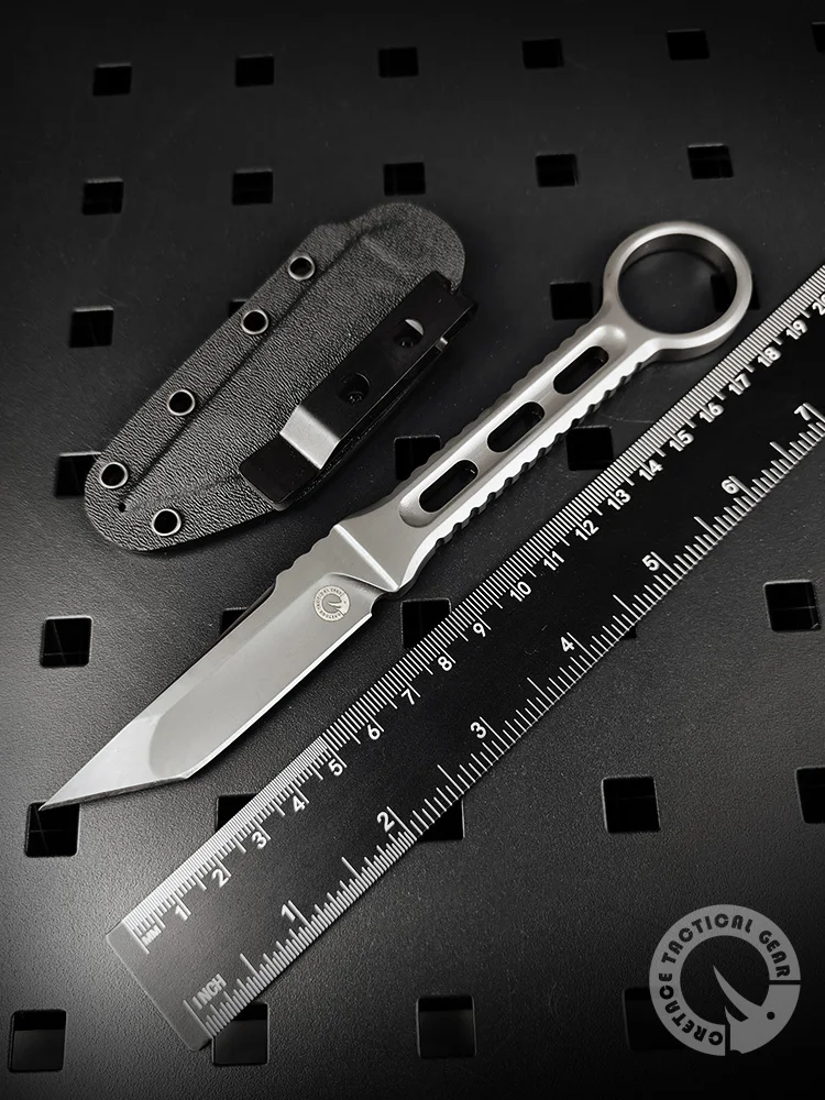 CRETACE KNIVES \'T-RAY DC53 고정 블레이드, 풀 스틸 통합 야외 생존, 자기 방어 전투, 군사 전술 Karambit
