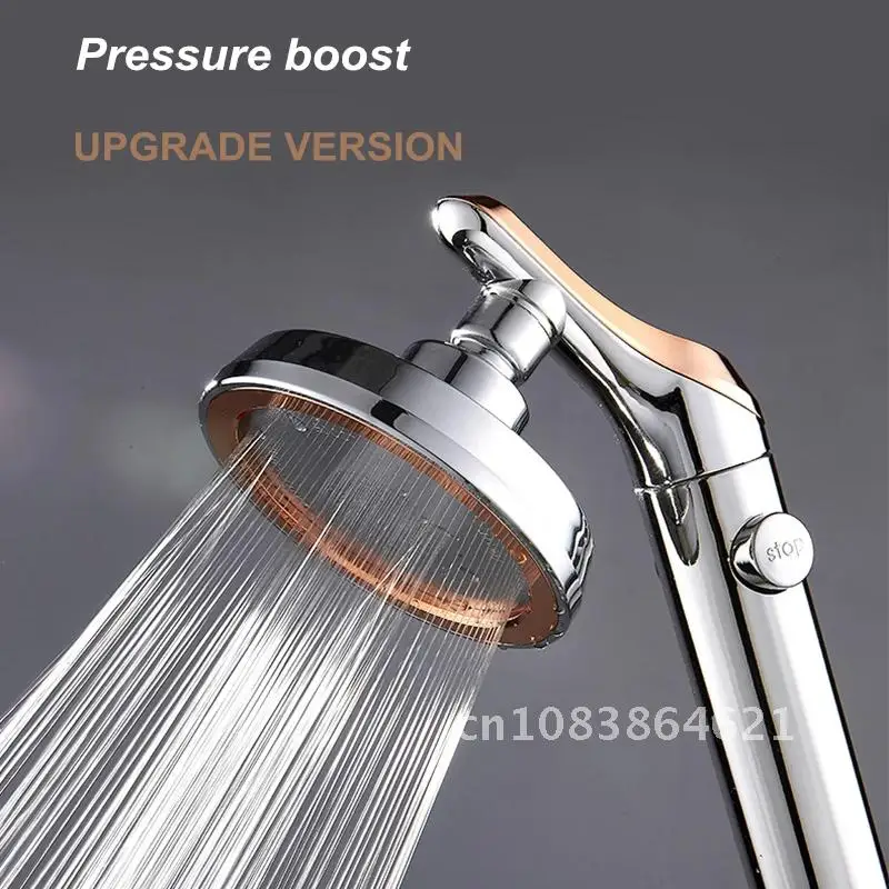 

Bathroom Shower Head Handheld Rotating High Pressure Water Saving Adjustable Stop Button Rain Heads