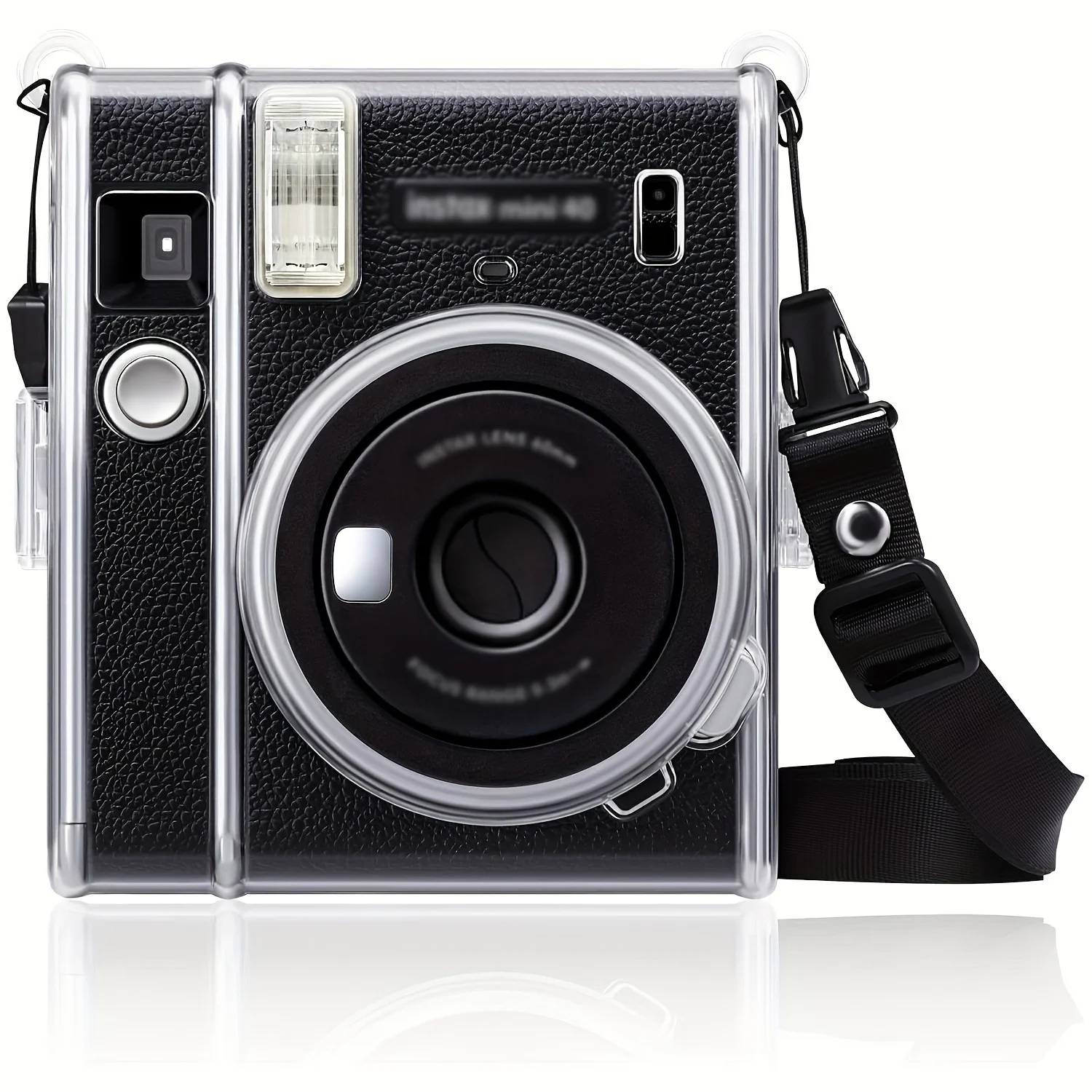 1pc for Fujifilm Instax Mini 40 Instant Film Camera-Crystal Hard PVC Protective Case with Removable Shoulder Strap Clear action camera cover