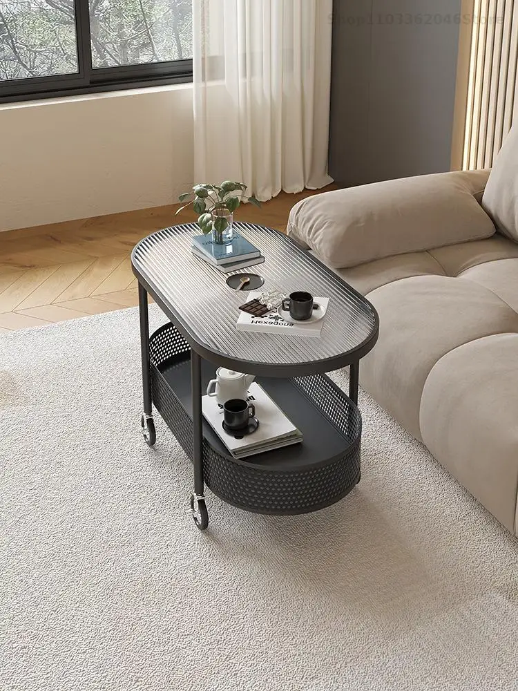Movable Small Table Sofa Side Cabinet Living Room Small Coffee Table Side Corner Internet Popular Sofa Light