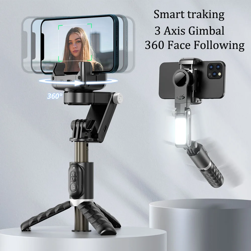 Smart Handheld Gimbal 360 Rotation Face Following shooting Smartphone Stabilizer Tripod Gimbal for Xiaomi iPhone Samsung Sony handheld gimbal stabilizer handheld gimbal gimbal stabilizer