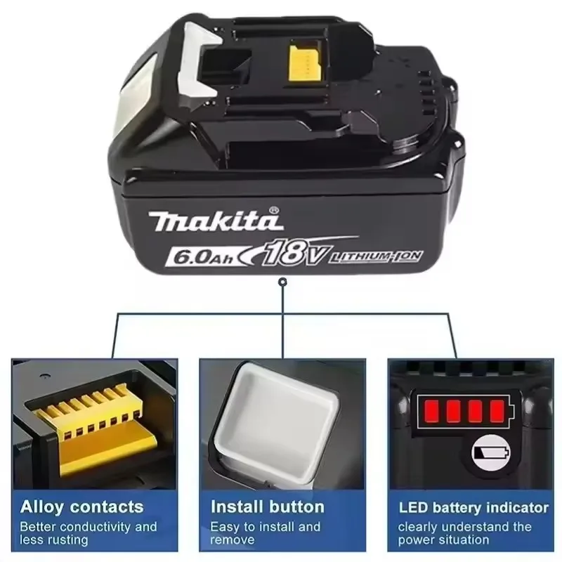 Power Tool Battery Original Makita 18V 6.0Ah Rechargeable Battery For Makita Tool