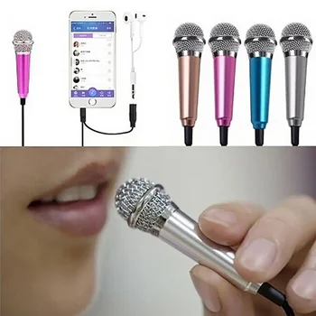 미니 휴대용 3.5mm 스테레오 스튜디오 마이크, KTV 노래방 미니 마이크, 스마트폰 노트북 PC 데스크탑 핸드헬드 오디오 마이크