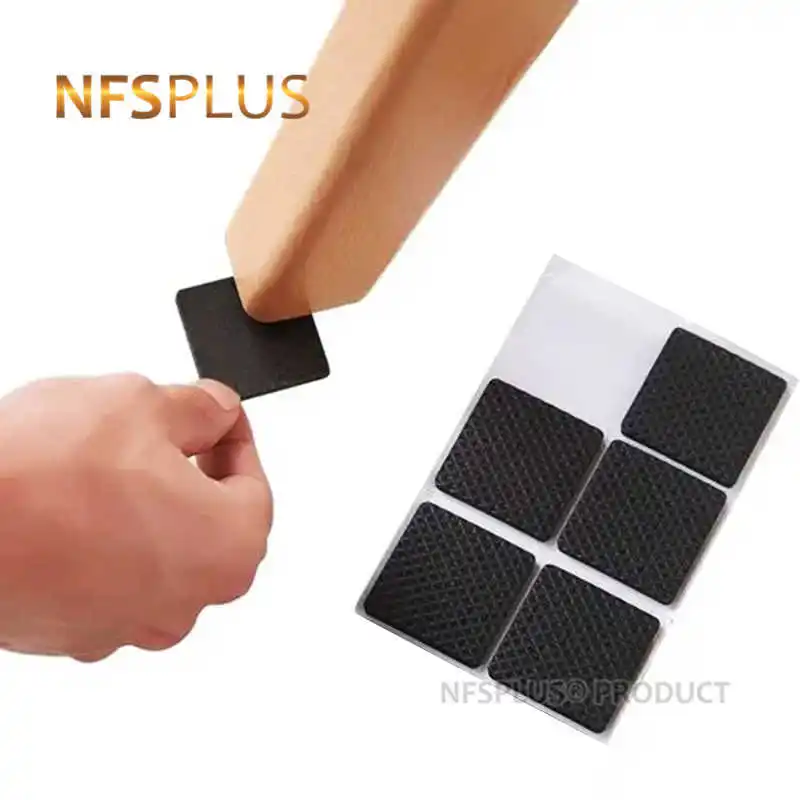 

6 Pack Protective Pads For Chair and Tables 46MM Square Round Black Anti Vibration Non Shake TPR Sticky Anti-Slip Floor Mat Pad