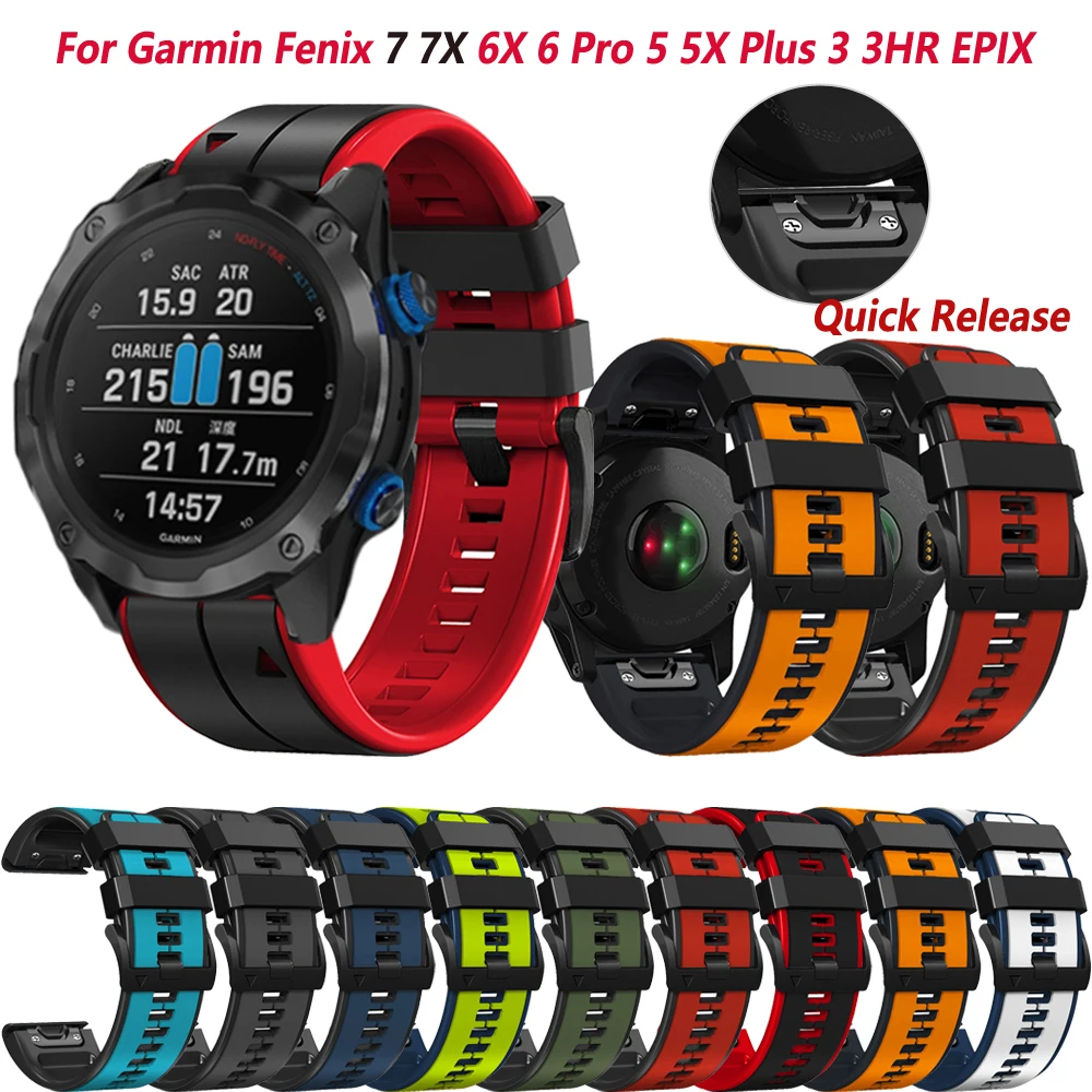 

Ремешок для наручных часов Quickfit, силиконовый браслет для Garmin Fenix 7 7X 6 6xpro 5 5X Plus 3HR Forerunner 935 945, 22/26 мм