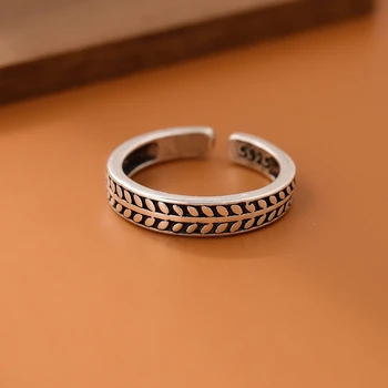 New Personality Temperament Leaf Retro Thai Silver 925 Sterling Silver Jewelry Olive Leaf Creative Opening Rings R097
