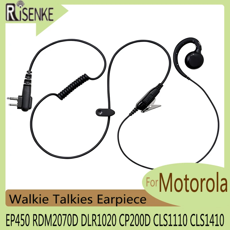 Two-Way Radio Walkie Talkies Earpiece Headset with PTT Button Mic,for Motorola EP450,RDM2070D,DLR1020,CP200D,CLS1110,CLS1410 two way radio headset walkie talkie accessories police earpiece compatible with motorola bpr40 cp100d cp185 rdm2070d