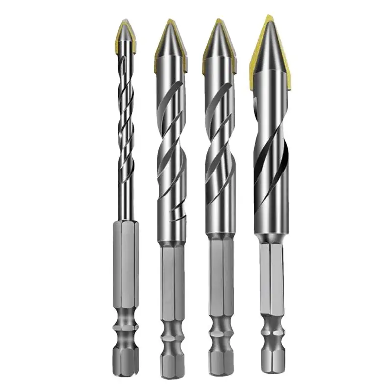 

Tipped Carbide Drill Bit Set Of 4 High Hardness Carbide Drilling Bit Masonry Accessories For Ceramic Glass Tile Marble