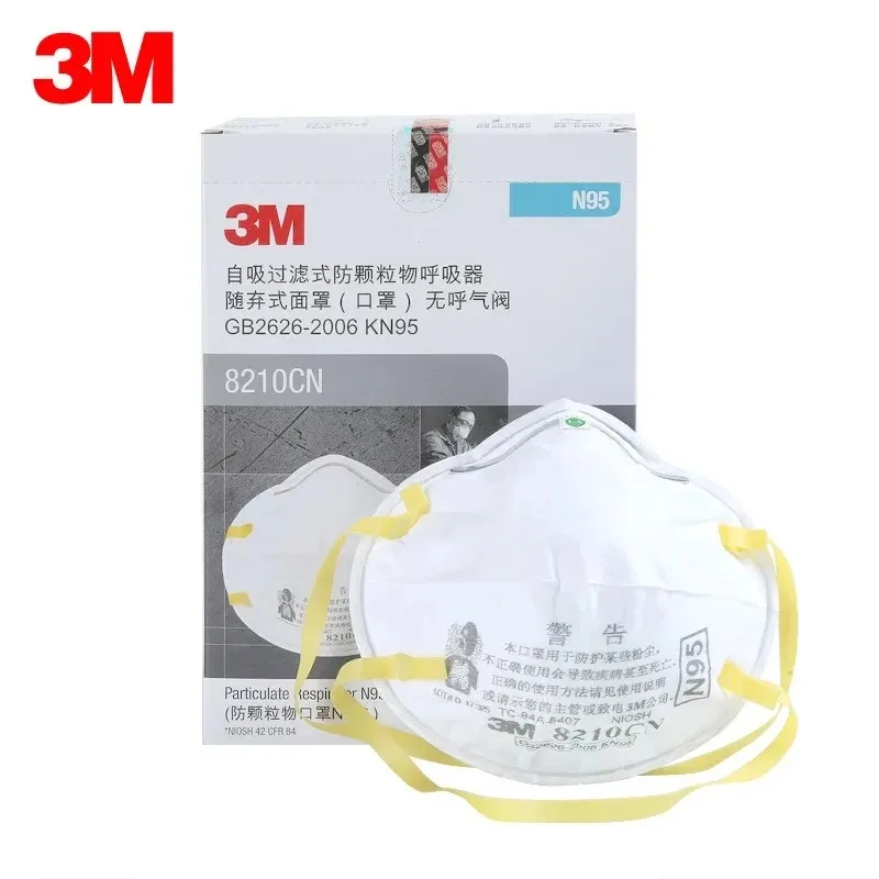 3M Protective Masks KN95 8210NIOSH N95 Certificate Anti PM2.5 Cup Industrial Health Care Anti Fog Mask 8210CN Face Mask Headband