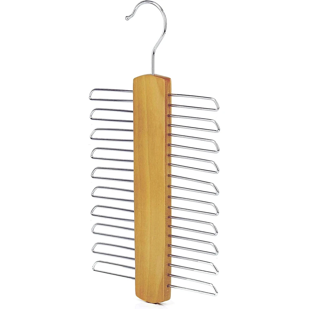 Wooden Tie Hanger Space Saving for up to 20 Belts and Ties Organizer