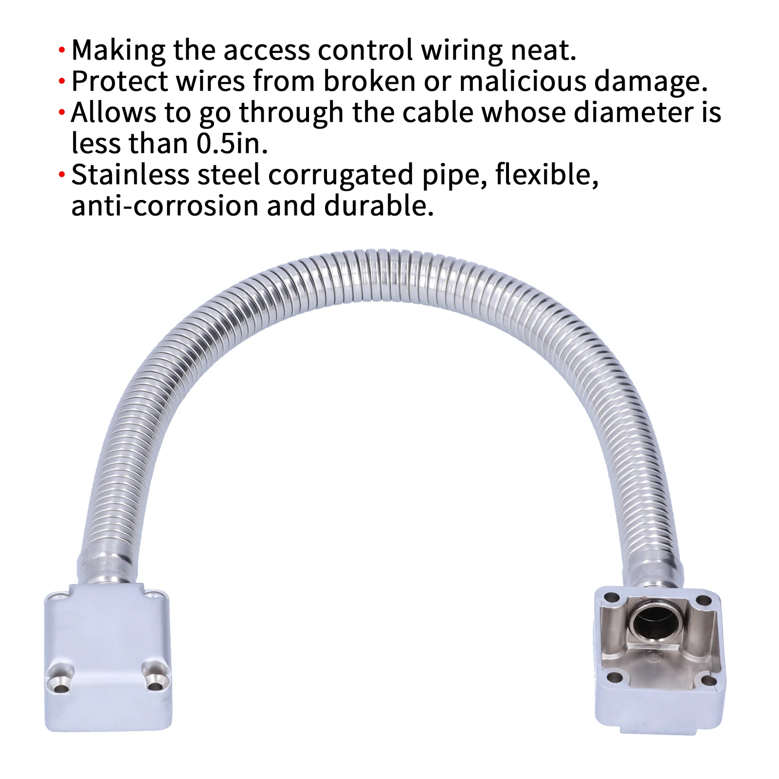 Door Loop Wire Protector Stainless Steel Door Loop Cable Protector Exposed Mount Wire Protective Tube for Access Control System