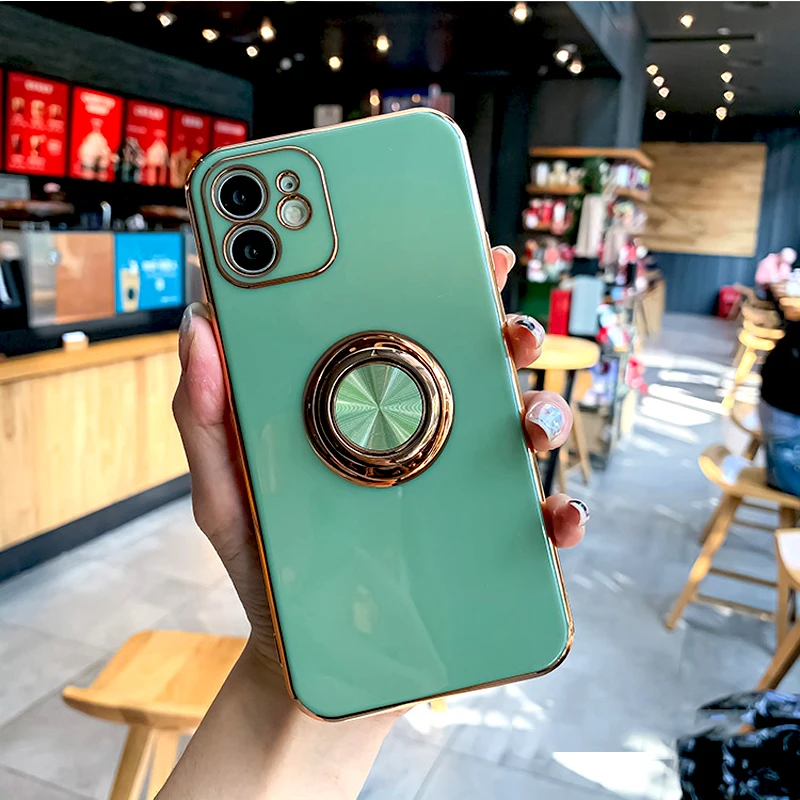 Electroplated Soft Back Phone Case with Ring Holder