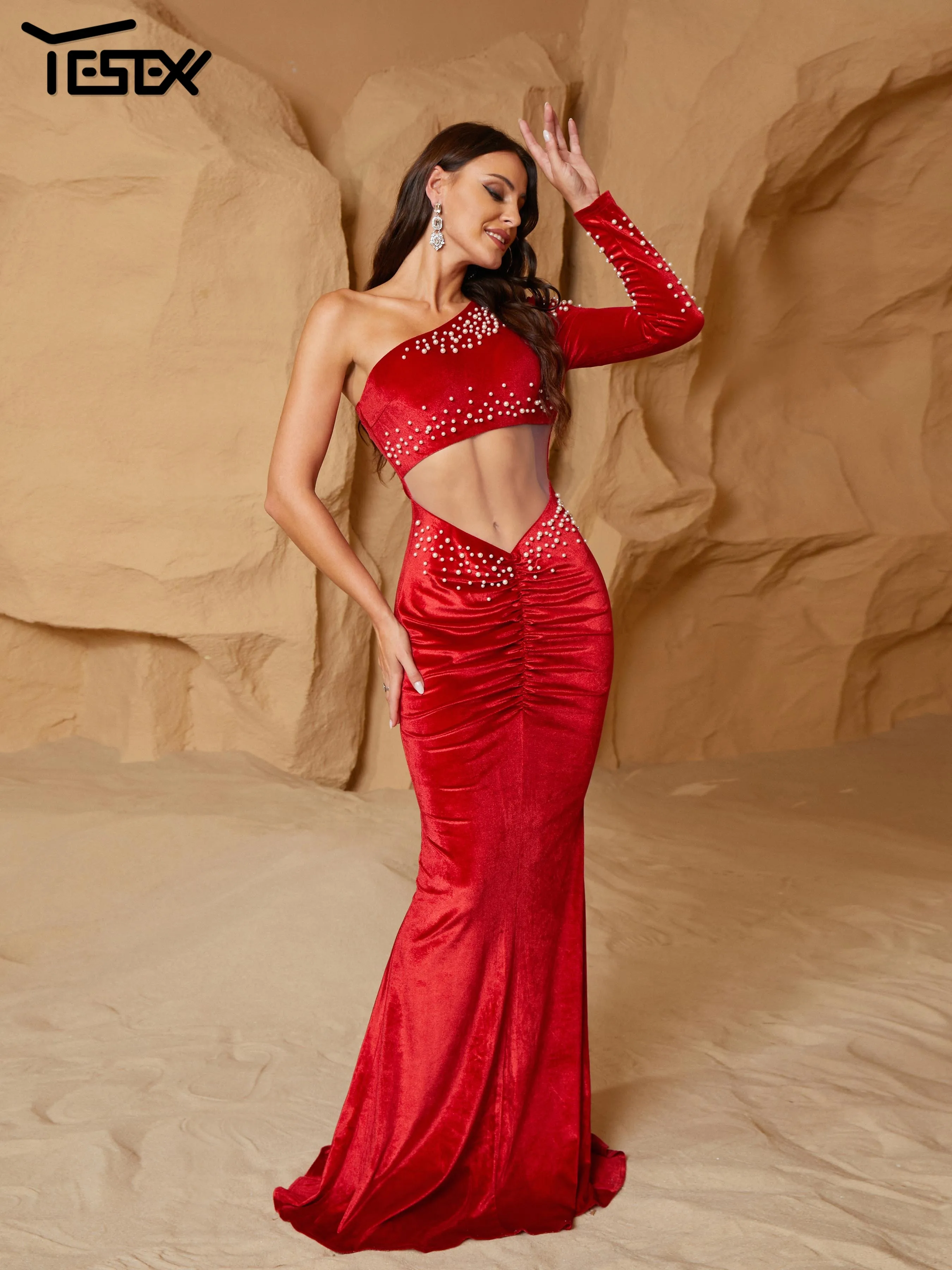 yesexy-vestido-de-noche-asimetrico-de-sirena-un-hombro-fruncido-recortado-rojo-coctel-graduacion-nuevo