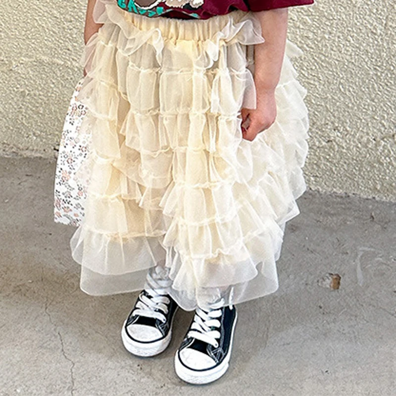 Summer Girl's Half Skirt Princess Mesh Skirt Children's Clothing New Spring And Autumn Solid Baby Cake Fairy Long