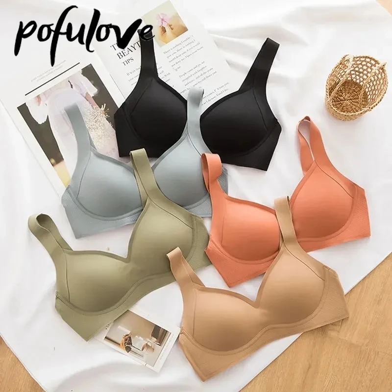 

Женское Бесшовное нижнее белье без стальных колец собирает грудь, чтобы предотвратить обвисшую стройность, сплошной бюстгальтер для сна