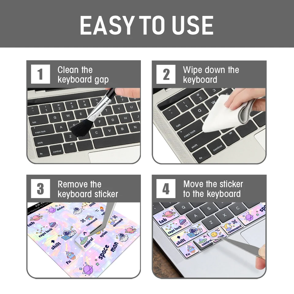 1PCS Fantasy Purple-Cute Cartoon Planet Astronaut Pattern Design Laptop Keyboard  Stickers - AliExpress, image size:960x960