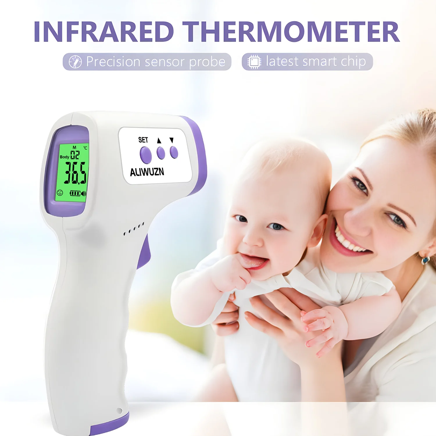 Household Digital LCD Infant Non-contact Body Forehead Thermometer Infrared Fever Thermometer/Pulse Oximeter Baby Adults