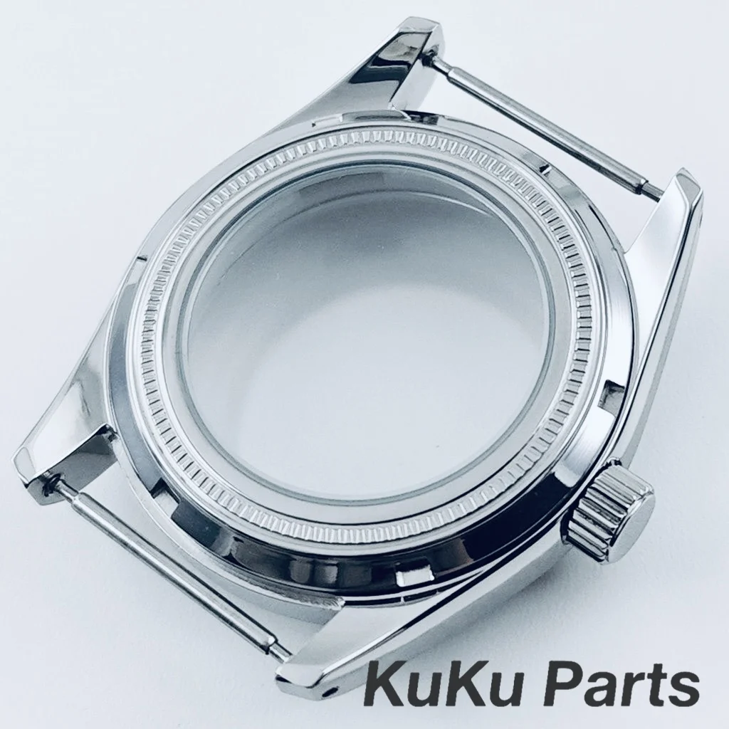 Silver Sapphire Crystal Watch Case with 33.5mm Dial Compatibility
