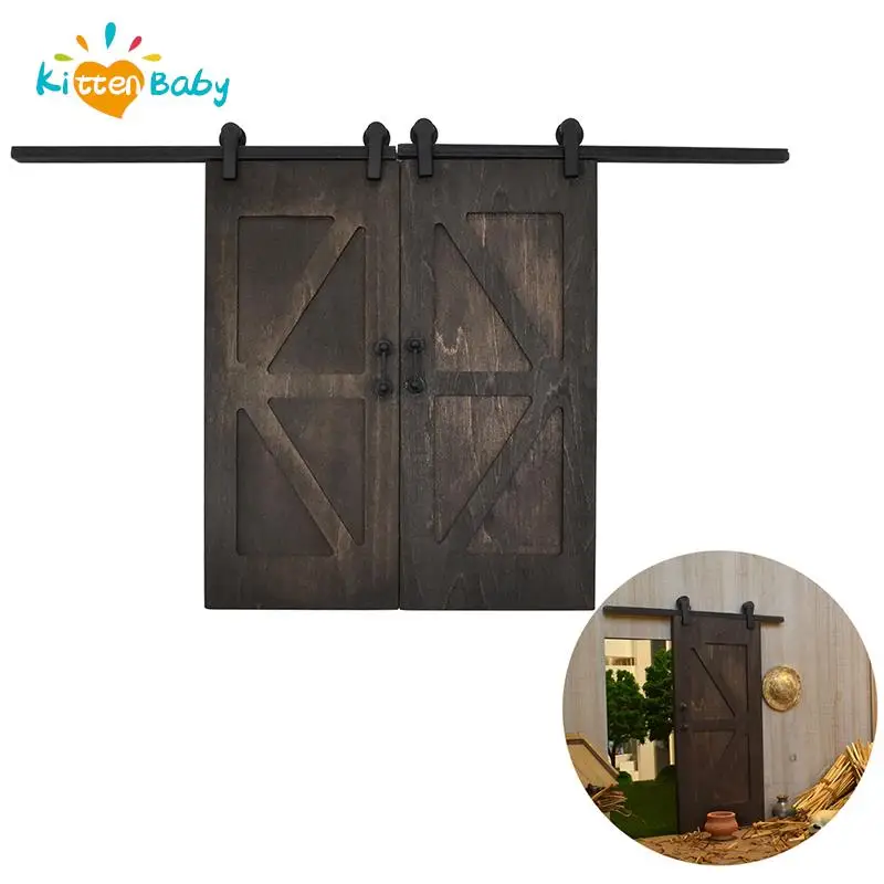 

1/12 Scale Miniature Dollhouse Barn Door Mini Furniture for OB11 Doll House Accessories Toy