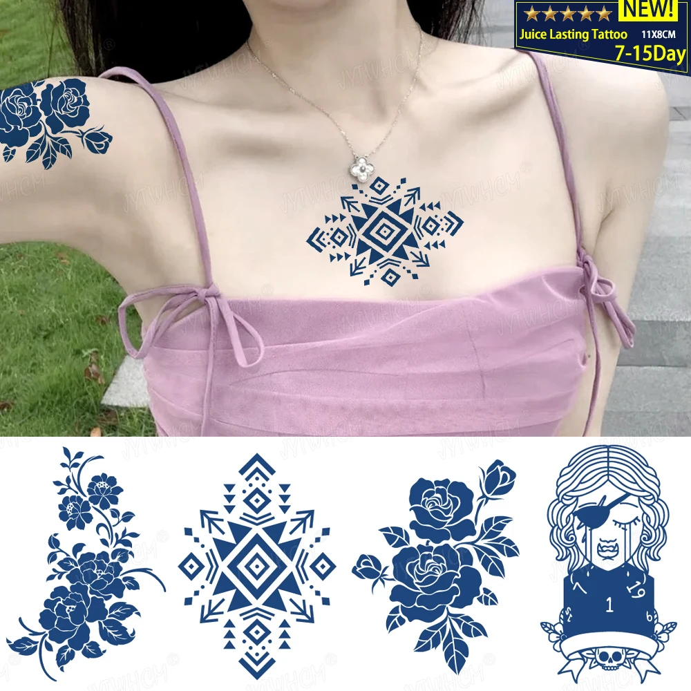 Juice Lasting Ink Tattoos Body Art Waterproof Temporary Tattoo Sticker Pirate Triangle Print Tatoo Arm Fake Henna Mehndi Tatto |