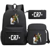 3-Piece Ronaldo Print Soccer Star School Backpack Set for Kids 5