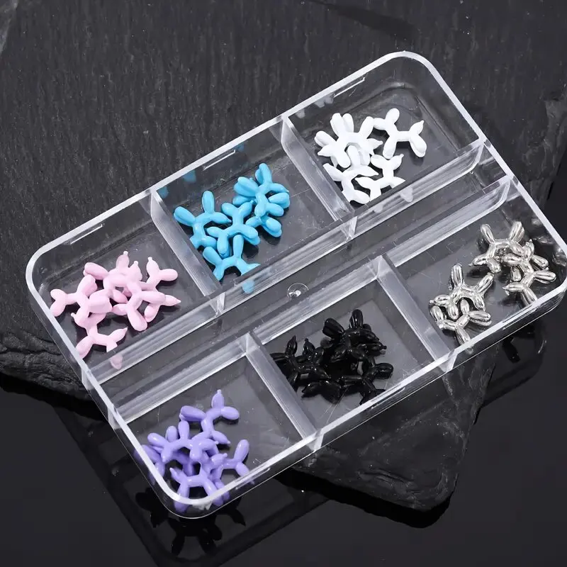 30Pcs Sparkling Balloon Dog Nail Charms 3D Alloy Animal Dog Design Nail Art Accessories For Manicure Design Nail Art Decorations 5