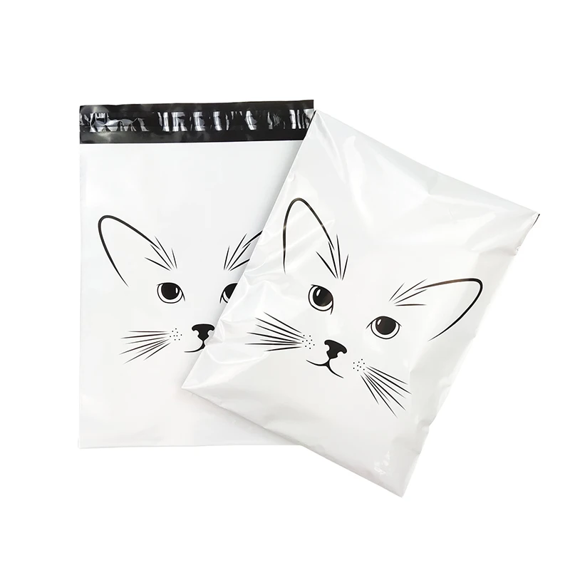 10Pcs/Lot White Plastic Courier Bag Cute Tiger Pattern Delivery Bags Waterproof Poly Mailers 10x13 inch Express Packing Envelope
