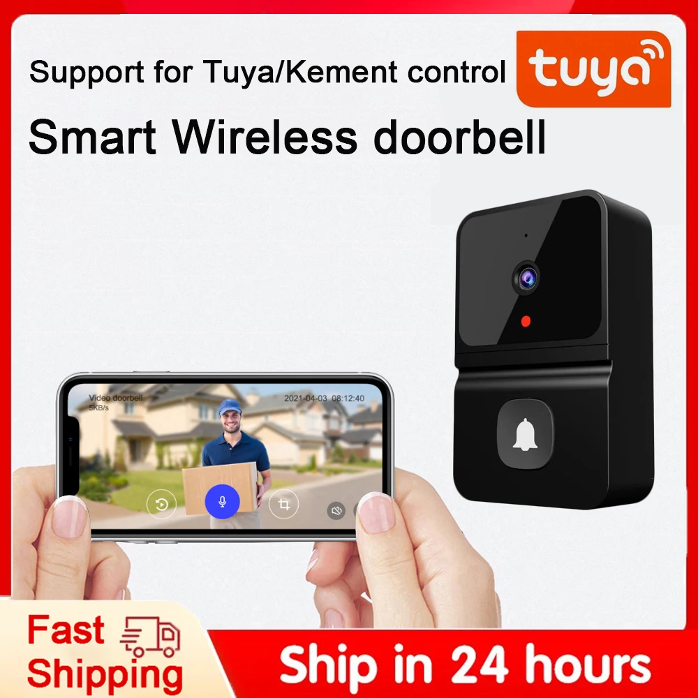 

2.4G WiFi Wireless smart Visual Doorbell 450P Night Vision 2-Way Audio Cloud Storage Smart Home Doorbell for Tuya/Kement control