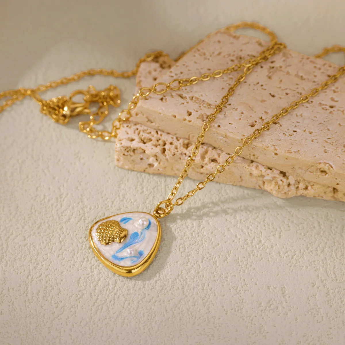 Oil-dripping Pearl Conch Necklace For Women Girls
