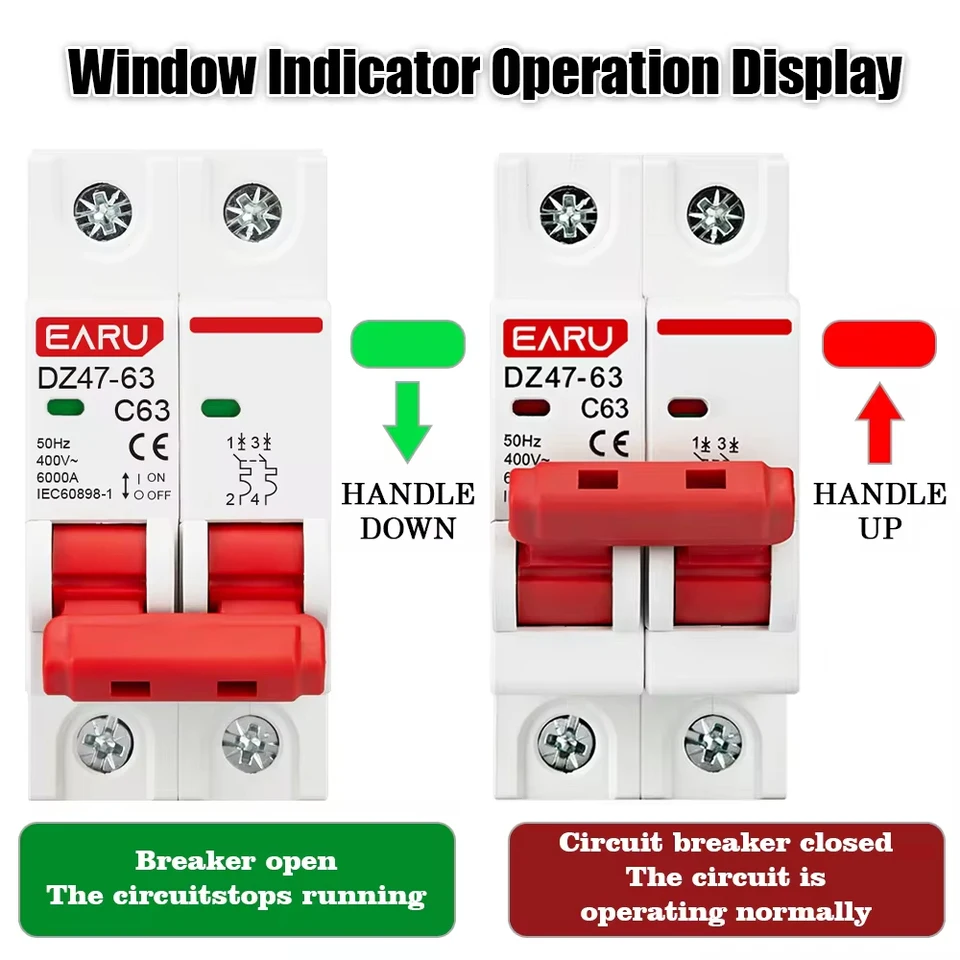 25A)MINIATURE CIRCUIT BREAKER DIN Rail Mount Air Breaker DZ47-63DC Low