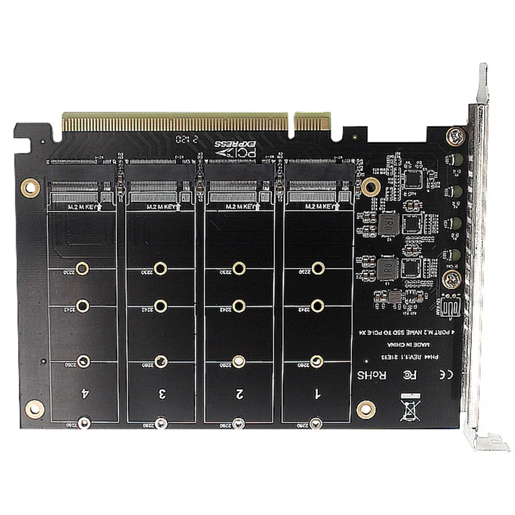 

4 Port NVMe to PCIE Adapter Card M.2 NVME to PCIe X16 Adapter 4X32Gbps M Key Hard Drive Converter Reader Expansion Card