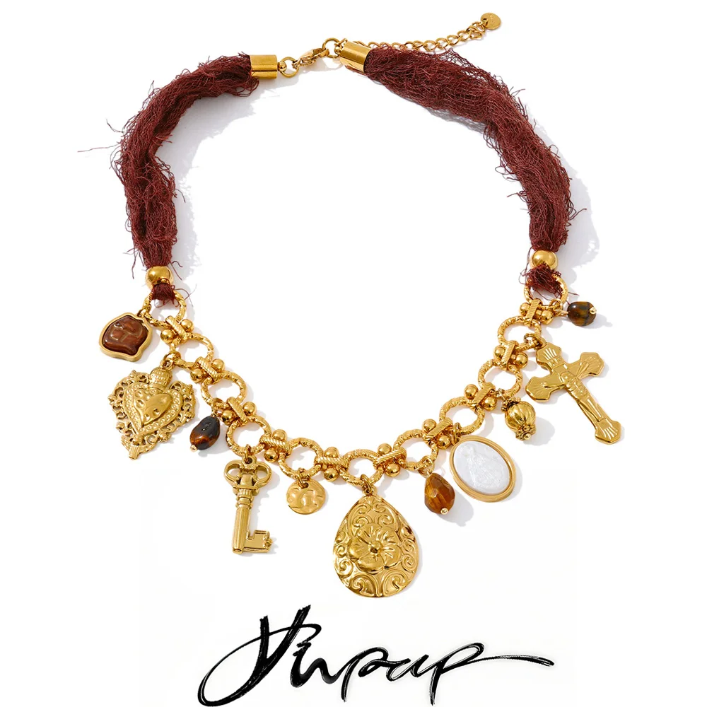 Yhpup Handmade Necklace 18K Golden Plated Stainless Steel