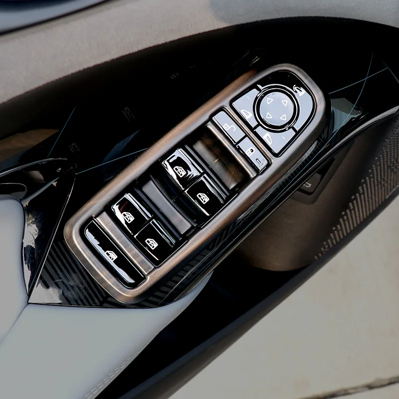 

Аксессуары для автомобиля, стильный подлокотник из углеродного волокна для двери, окна, крышки переключателя, отделки панели, молдинги, украшения для BYD Seal 2023