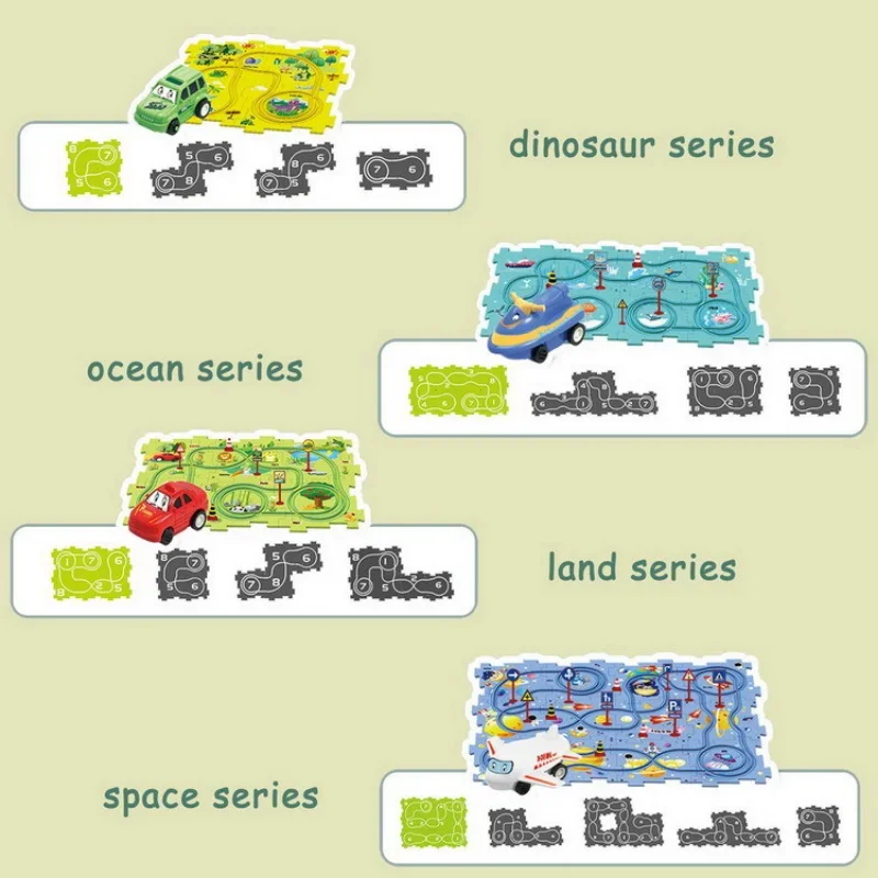 Play Mat Game Mat Children Puzzle Electric Railroad Speeder DIY Assembly Electric Car Automatic Rail City Scene Construction Baby Play Mat Gift