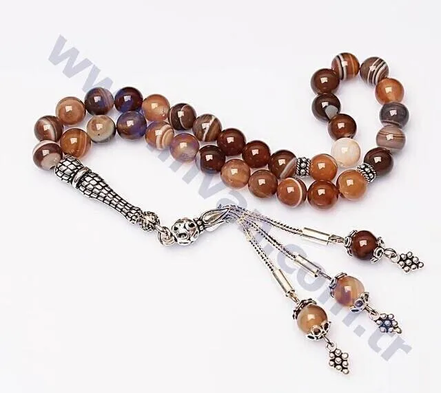 

IQRAH Agate Stone Rosary (925 SETTING SILVER 8mm)