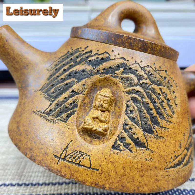 240ml Yixing Purple Clay Teapots Handmade Tyrant King Stone Scoop Pot Raw Ore Section Mud Wood Burning Kettle Zisha Tea Set Gift