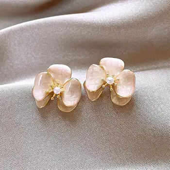 925 Silver Needle Korean Fashion Flower Earrings For Women Jewelry 2025 Trending New French Dripping Oil Flower Earrings Gifts