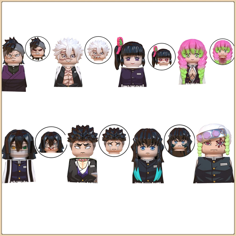Demon Slayer Anime Series Building Blocks Doll Shinazugawa Genya Kanroji Mitsuri Action Figures Desktop Ornament Boys Girls Gift
