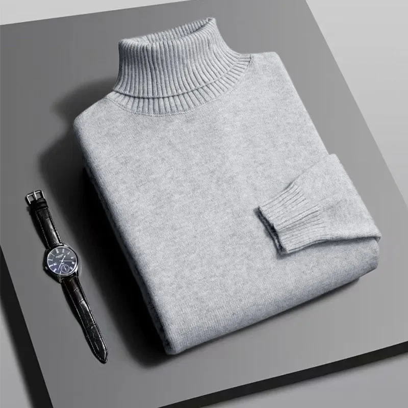 Mens Knitted Turtleneck Sweater Slim Fit Long Sleeve Anti pilling Pullover turtleneck sweater